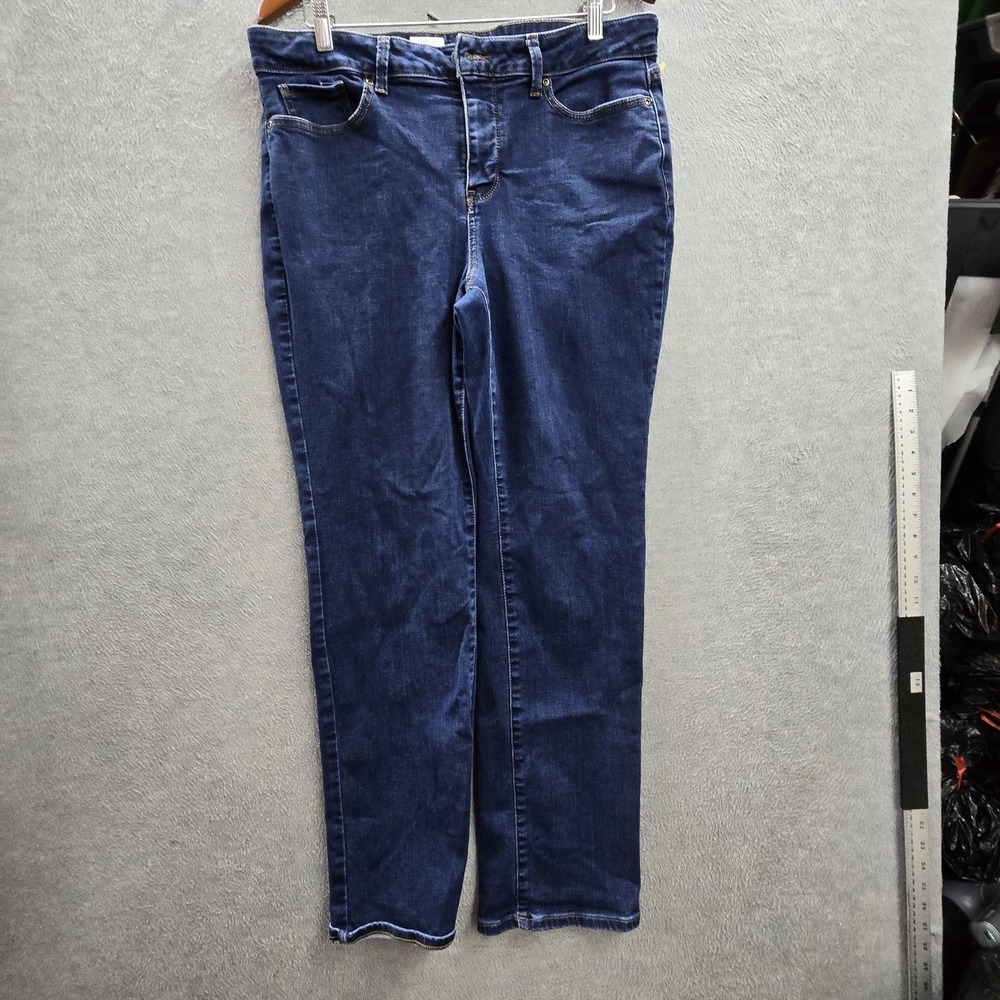 NYDJ Women Jeans 14 Blue Denim Straight Marilyn Lift Tuck